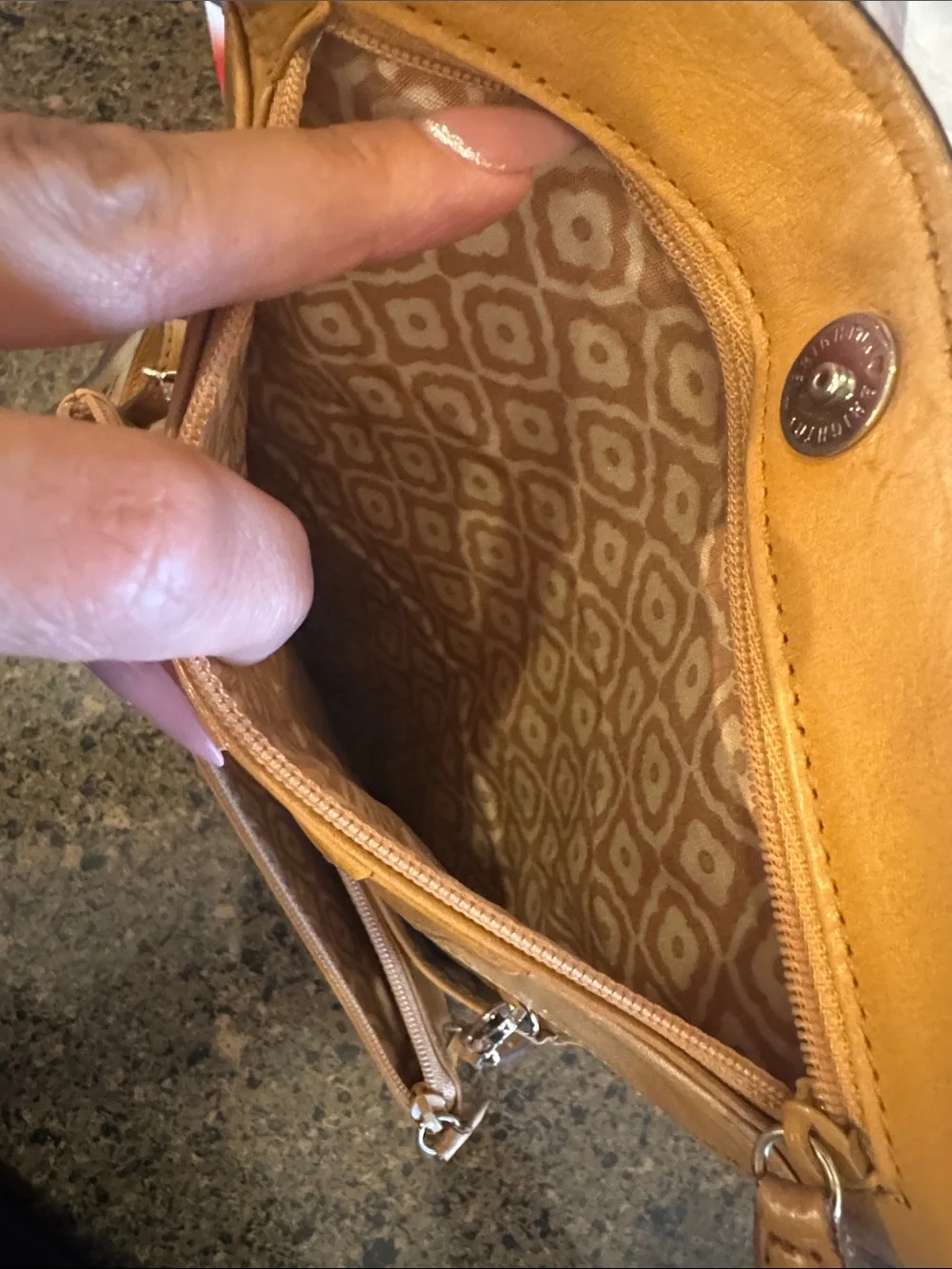 Brighton Camel light yellow  Crossbody with Embossed Floral Medallion sm purse